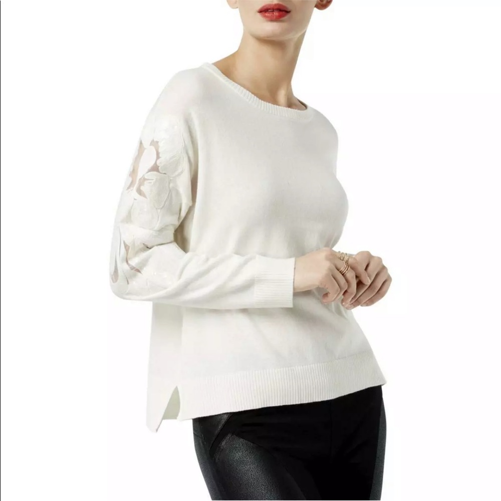NWT! INC International Illusion Sequin Cutout Sweater
